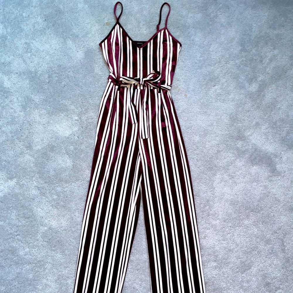 Striped Velvet Jumpsuit